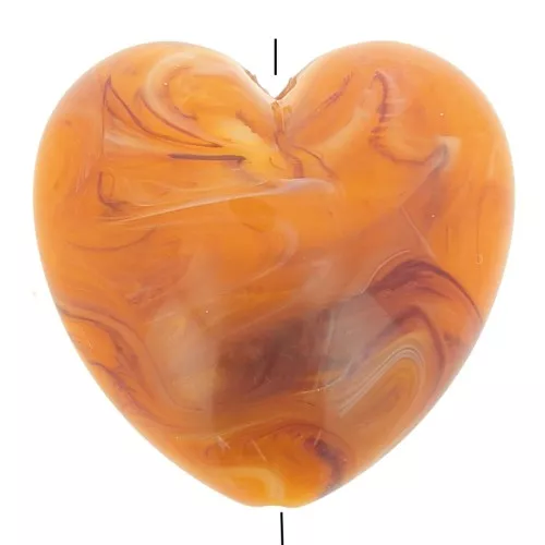 Cuenta en forma de corazón 35x36 mm en resina translúcida - Albaricoque jaspeado x1