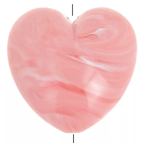 Cuenta corazón de resina opaca 35x36 mm - Coral jaspeado x1