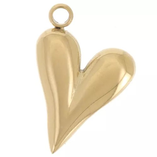 Colgante corazón abombado 18x12 mm - acero inoxidable chapado en oro 304L x1