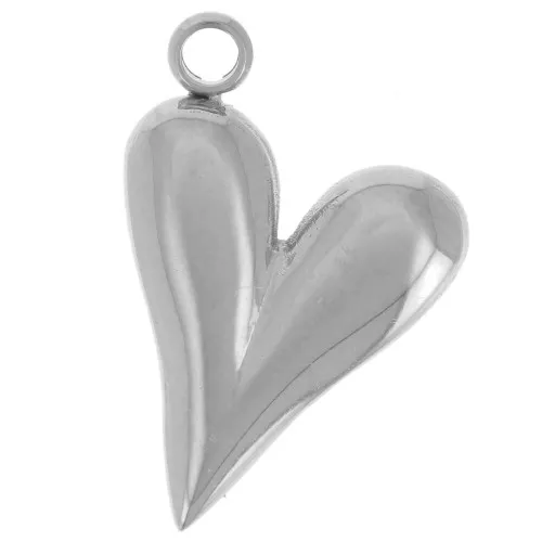 Colgante corazón abombado 18x12 mm - acero inoxidable 304L x1