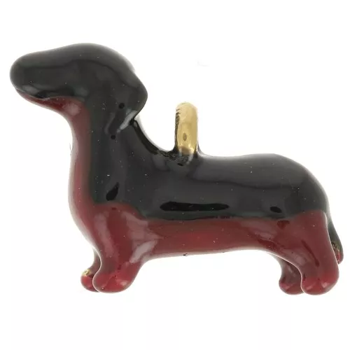 Dije de perro salchicha 10x14mm Resina epoxi acero inoxidable 316L dorado - Negro - Marrón x1