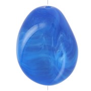 Cuenta plana irregular 25x20 mm en resina opaca - Azul real jaspeado x1