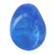 Cuenta plana irregular 25x20 mm en resina opaca - Azul real jaspeado x1