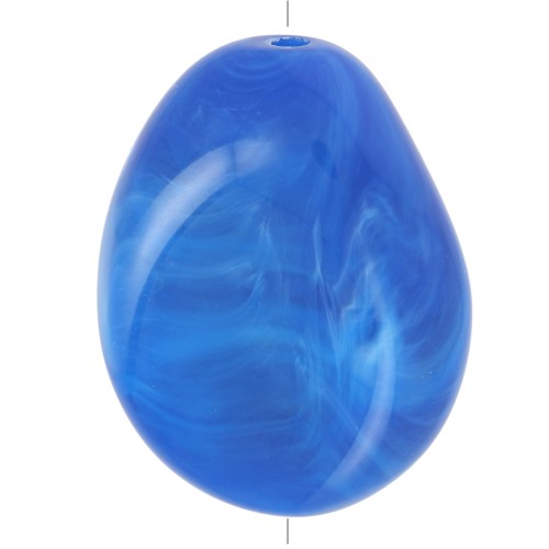 Cuenta plana irregular 25x20 mm en resina opaca - Azul real jaspeado x1