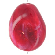 Cuenta plana irregular 25x20 mm en resina opaca - Rojo oscuro jaspeado purpurina x1