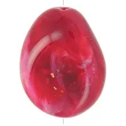 Cuenta plana irregular 25x20 mm en resina opaca - Rojo oscuro jaspeado purpurina x1