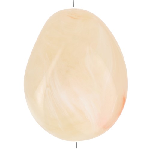 Cuenta plana irregular 25x20 mm en resina translúcida - Beige - Rosado jaspeado x1