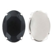 Cabuchón oval tallado engastado 18x13 mm Jet/Rodiado
