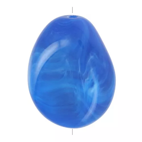 Cuenta de resina opaca irregular plana 22x17 mm - Azul real jaspeado x1