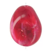 Cuenta de resina opaca irregular plana 22x17 mm - Rojo oscuro jaspeado purpurina x1