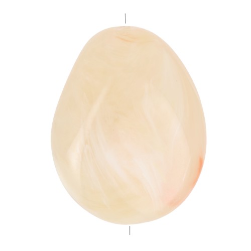 Cuenta plana irregular 22x17 mm en resina translúcida - Beige - Rosado jaspeado x1