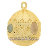 Colgante étnico 21x16mm CZ y gema Oro fino Aventurina - Cuarzo rosa|raw }}