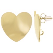 Pendientes corazón 21 mm - anilla abierta - Acero inoxidable 316L dorado x2|raw }}