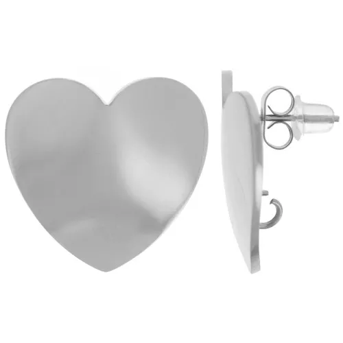 Pendientes corazón 21 mm - anilla abierta - acero inoxidable 316L x2