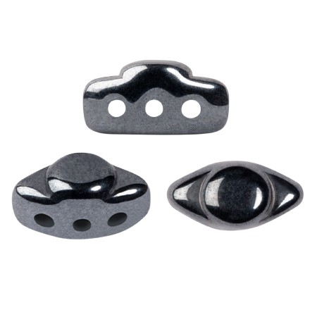Cuentas de cristal Volos® de Puca® 4x8 mm - Jet Hematite x10g