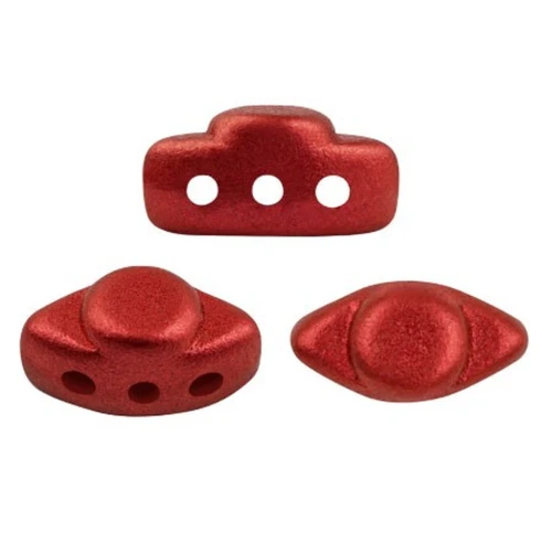 Cuentas de cristal Volos® de Puca® 4x8 mm - Red Metallic Mat x10g