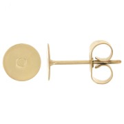 Pendientes de disco de 6 mm en acero inoxidable chapado en oro 303L x2|raw }}