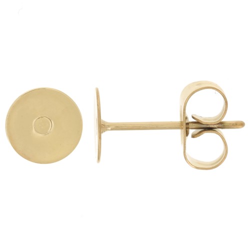 Pendientes de disco de 6 mm en acero inoxidable chapado en oro 303L x2