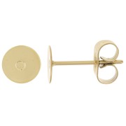 Pendientes de disco de 6 mm en acero inoxidable chapado en oro 303L x20