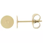 Pendientes de disco de 6 mm en acero inoxidable chapado en oro 303L x20