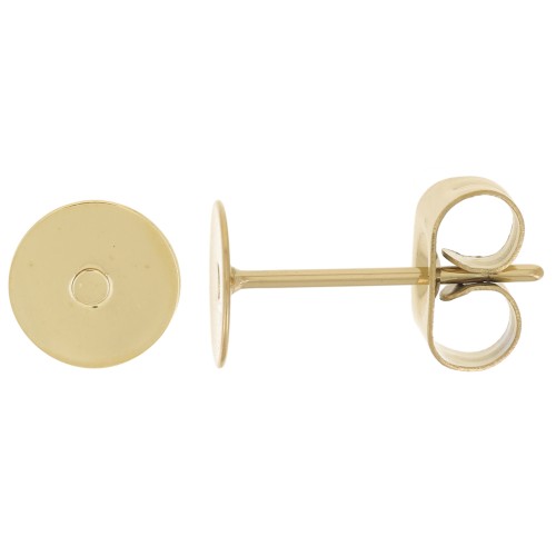 Pendientes de disco de 6 mm en acero inoxidable chapado en oro 303L x20
