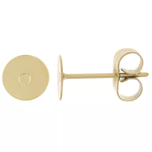 Pendientes de disco de 6 mm en acero inoxidable chapado en oro 303L x20