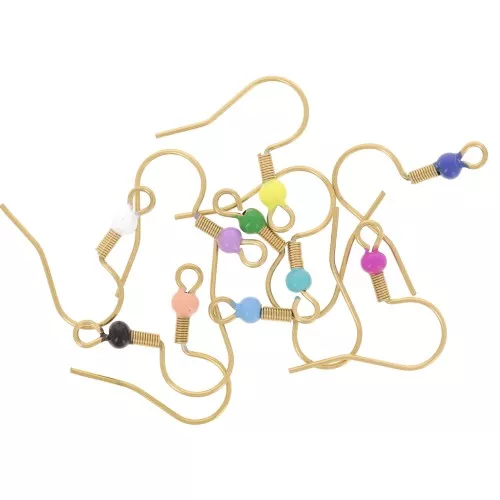 Ganchos para oreja, bola de 19 mm, resina epoxi, acero inoxidable 304L, dorado-multicolor x20