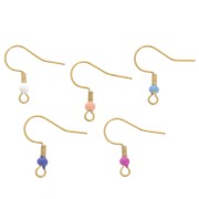 Ganchos para oreja, bola de 19 mm, resina epoxi, acero inoxidable 304L, dorado-multicolor x20