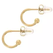 Pendientes de aro abierto con bola pequeña - 10 mm - Acero inoxidable 304L Dorado x2