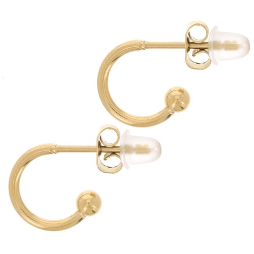 Pendientes de aro abierto con bola pequeña - 10 mm - Acero inoxidable 304L Dorado x2