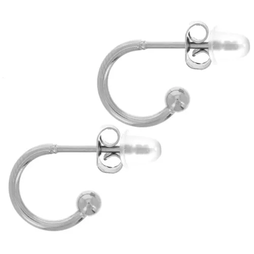 Pendientes de aro abierto con bola pequeña - 10 mm - acero inoxidable 304L x2