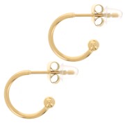Pendientes de aro abierto con bola pequeña - 12 mm - Acero inoxidable 304L Dorado x2|raw }}