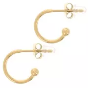 Pendientes de aro abierto con bola pequeña - 12 mm - Acero inoxidable 304L Dorado x2