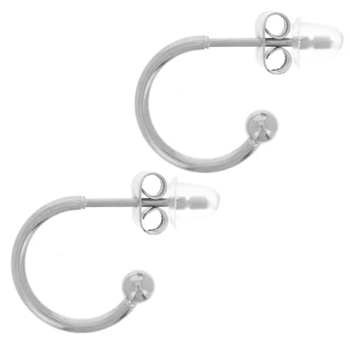 Pendientes de aro abierto con bola pequeña - 12 mm - acero inoxidable 304L x2