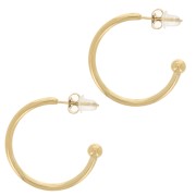 Pendientes de aro abierto con bola pequeña - 24 mm - Acero inoxidable 304L Dorado x2