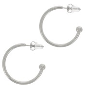 Pendientes de aro abierto con bola pequeña - 24 mm - acero inoxidable 304L x2|raw }}