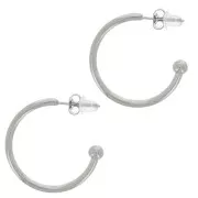Pendientes de aro abierto con bola pequeña - 24 mm - acero inoxidable 304L x2