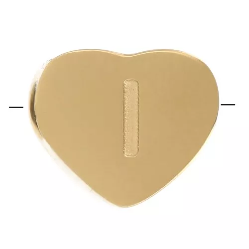 Letra del abecedario en forma de corazón perlada 6x7 mm - I - Acero inoxidable 316L dorado x1