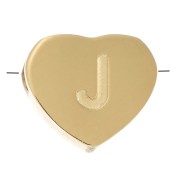 Letra del abecedario en forma de corazón de perlas 6x7 mm - J - Acero inoxidable 316L dorado x1