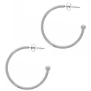 Pendientes de aro abierto con bola pequeña - 30 mm - acero inoxidable 304L x2