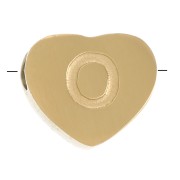 Letra del abecedario en forma de corazón de perlas 6x7 mm - O - Acero inoxidable 316L dorado x1