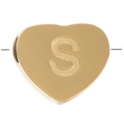 Letra del abecedario en forma de corazón de perlas 6x7 mm - S - Acero inoxidable 316L dorado x1|raw }}
