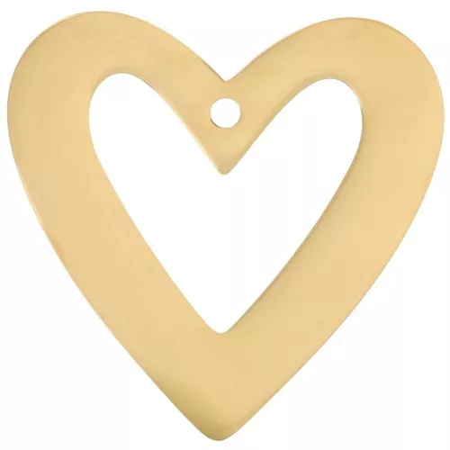 Colgantes corazón hueco 37x38 mm - Acero inoxidable 316L dorado x2