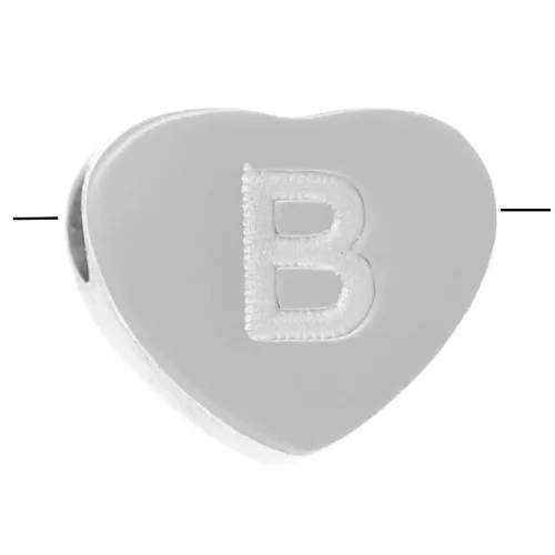 Abecedario de perlas en forma de corazón 6x7 mm - B - Acero inoxidable 316L x1