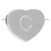 Abecedario de perlas en forma de corazón 6x7 mm - C - Acero inoxidable 316L x1