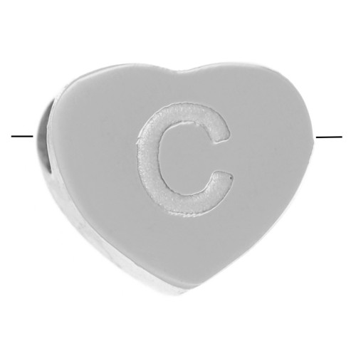 Abecedario de perlas en forma de corazón 6x7 mm - C - Acero inoxidable 316L x1