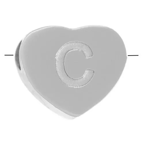 Abecedario de perlas en forma de corazón 6x7 mm - C - Acero inoxidable 316L x1