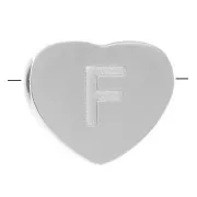 Abecedario de perlas en forma de corazón 6x7 mm - F - Acero inoxidable 316L x1