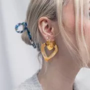 Colgantes corazón hueco 37x38 mm - acero inoxidable 316L x2