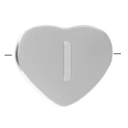 Letra del abecedario en forma de corazón perlada 6x7 mm - I - Acero inoxidable 316L x1